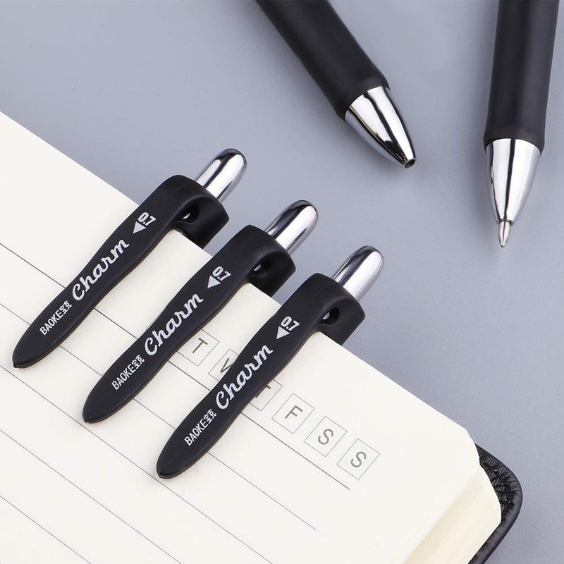 BaoKe Retractable Premium Gel Ink Pen Ball Pen, 0.7mm, PC196, 12 Pack (Black) - Image 3